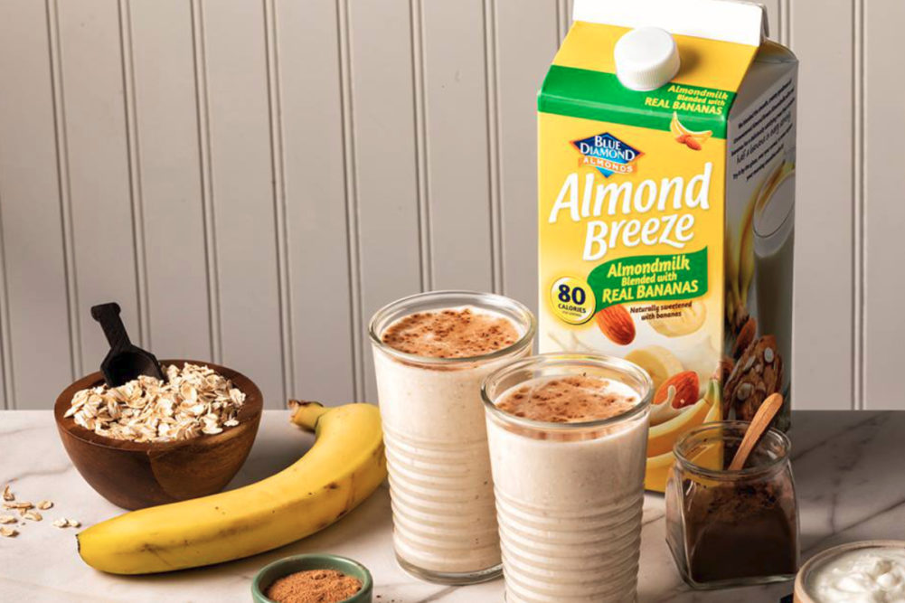 Almond Breeze almond-based beverage blended with bananas