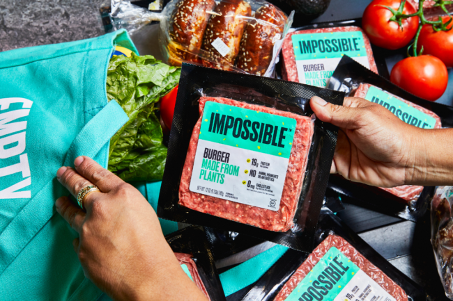 Impossible Foods plant-based burger retail product