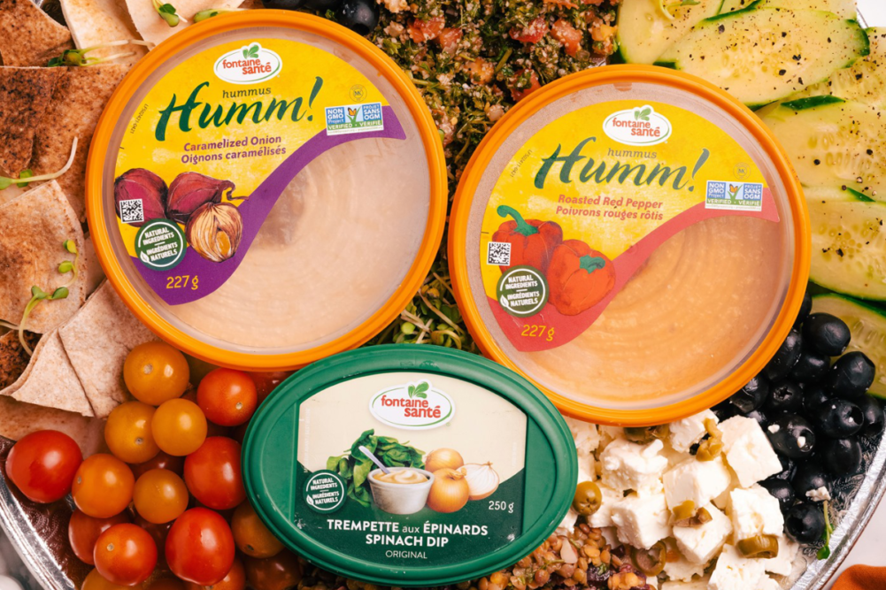 Variety of hummus and dip products from Fontaine Santé Foods 