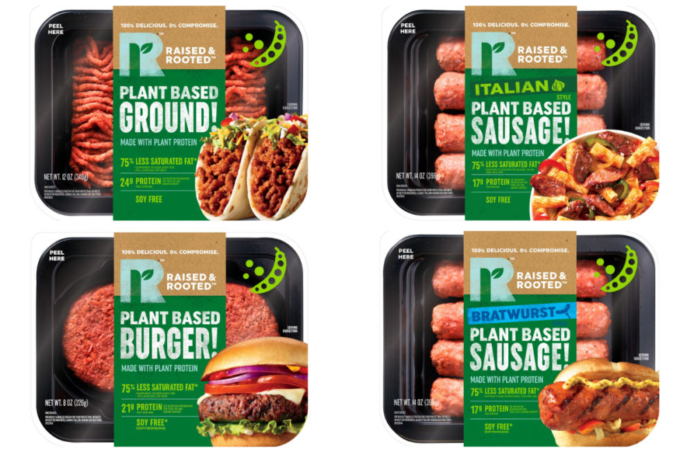 Raised and Rooted bratwurst, Italian sausages, burger and ground meat products
