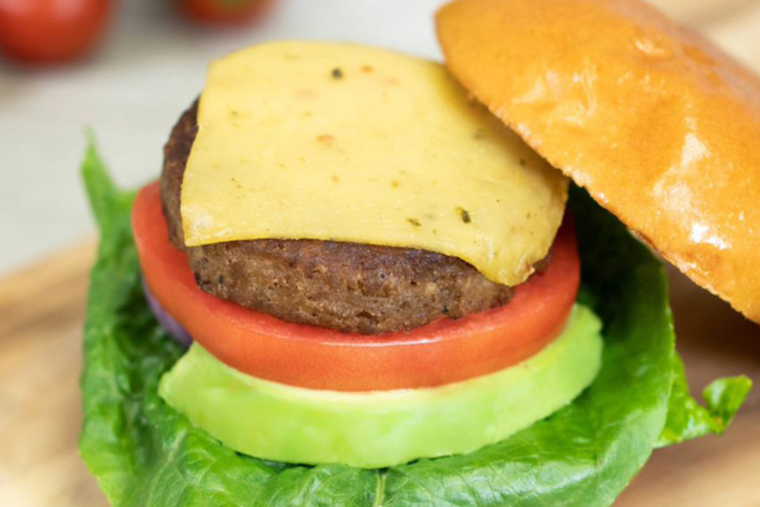 Plant-based burger made with Ingredion's textured protein