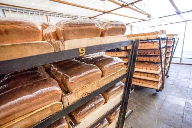 Bread on rolling racks