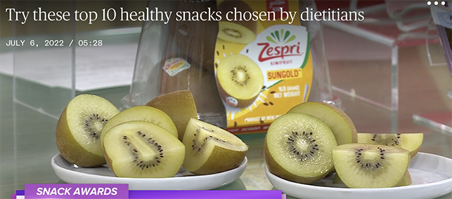 Zespri SunGold Kiwifruit selected as a winner of the 2022 Good Housekeeping Healthy Snack Awards. Zepri’s SunGold Kiwifruit were highlighted during a national broadcast segment on the TODAY Show on July 6.