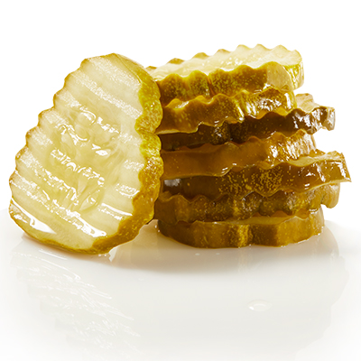 stack of wavy-cut sliced pickles