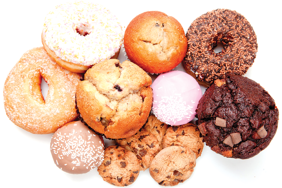 variety of baked goods on a white background