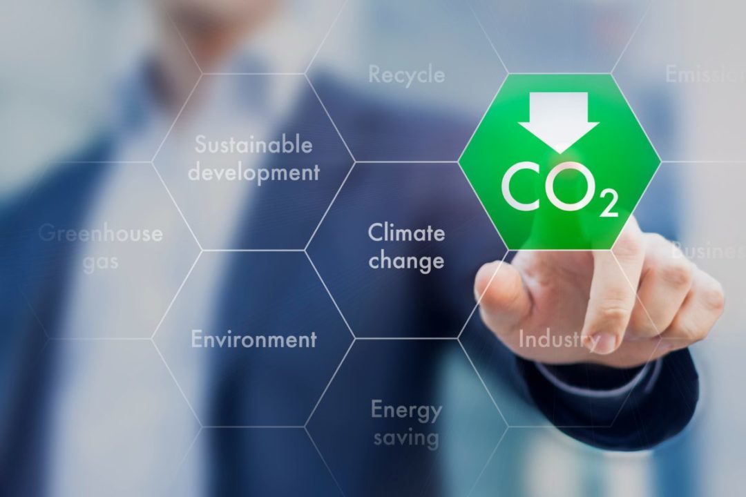 Hand touching green icon that says "CO2"