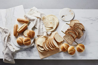 variety of bread on a white surface