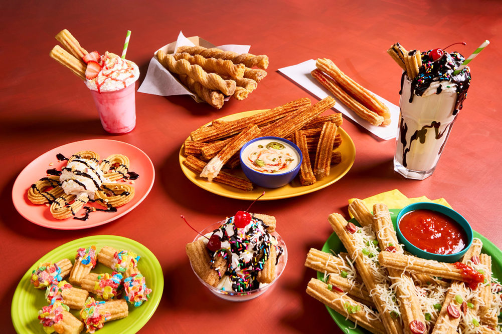 variety of churros with different flavors