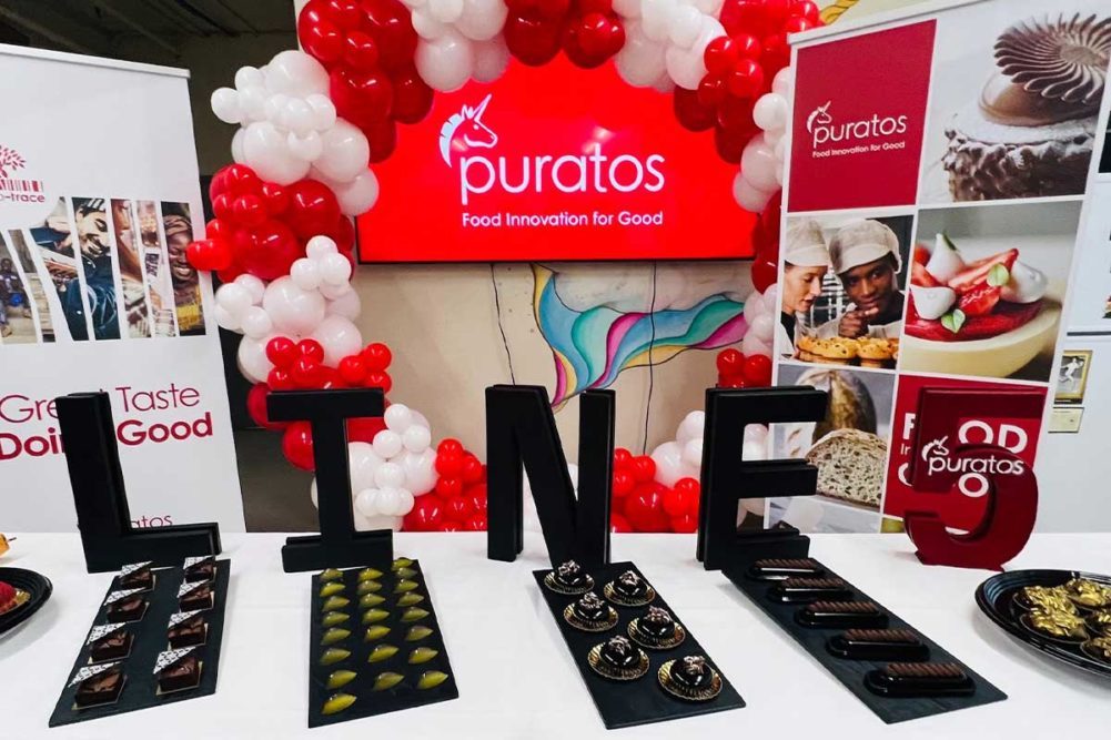 table at puratos celebration with decorations 