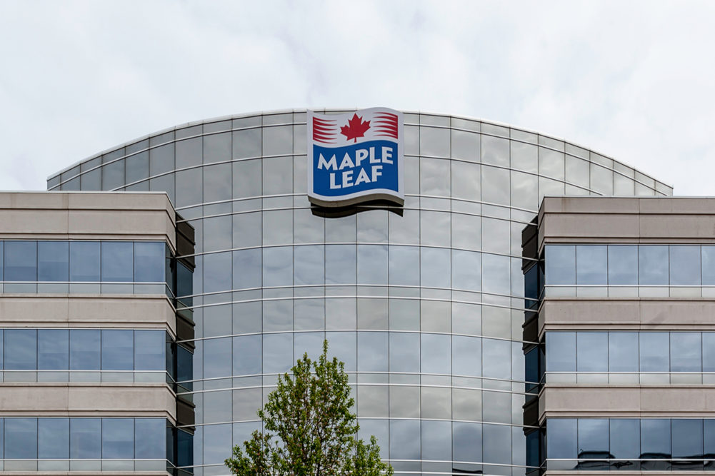 exterior of Maple Leaf Foods building with logo