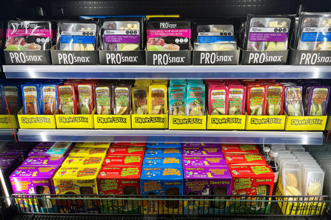 dippin stix on refrigerated shelves display
