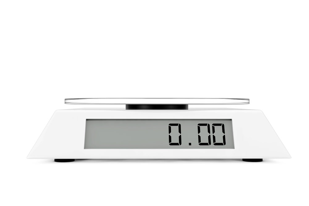 Simple Kitchen Digital Scale on a white background. 3d Rendering.