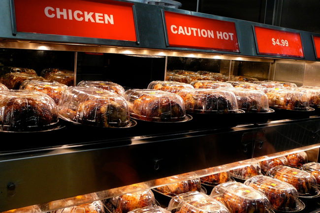 hot foods section in a retail deli with chicken