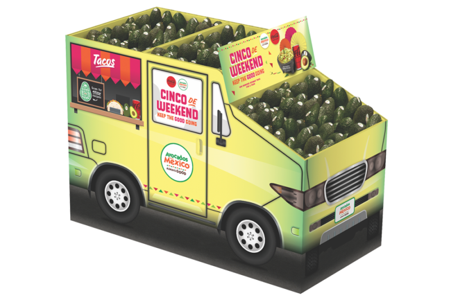 Avocados From Mexico store display shaped like a taco truck for Cinco de Mayo
