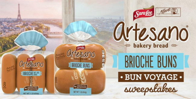 Sara Lee Bun Voyage ad with brioche buns in packaging