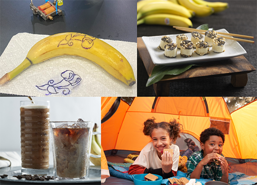 collage of people using bananas in a variety of ways