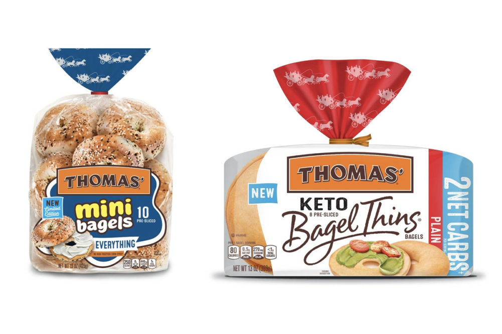 Thomas' new bagel products on a white background