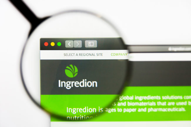 website with Ingredion logo and a magnifying glass over the logo