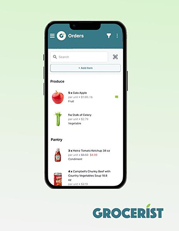 smart phone with grocerist platform on the screen