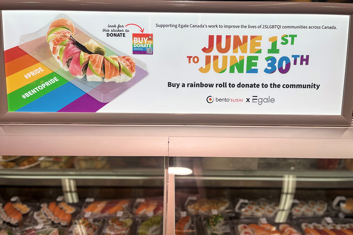 Bento Sushi sign about Pride Month
