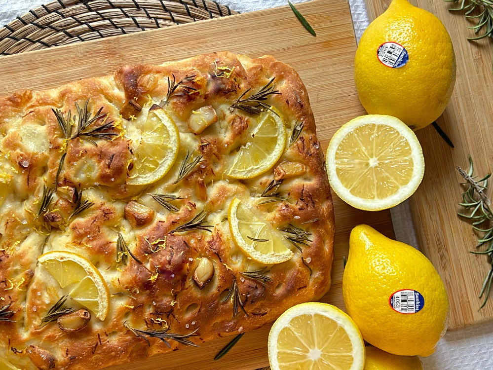 lemon on baked flatbread
