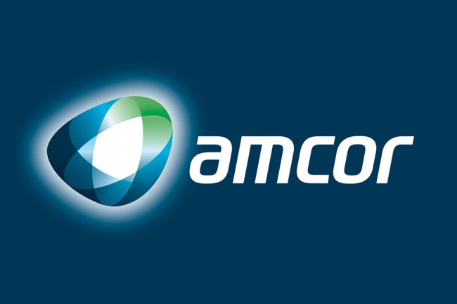 amcor logo with dark blue background