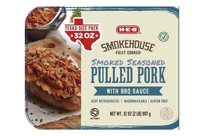 H-E-B pulled pork package