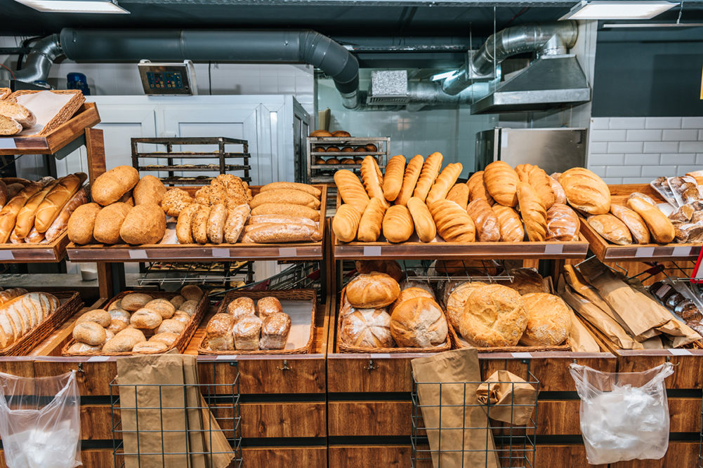 baked bread in store bakery