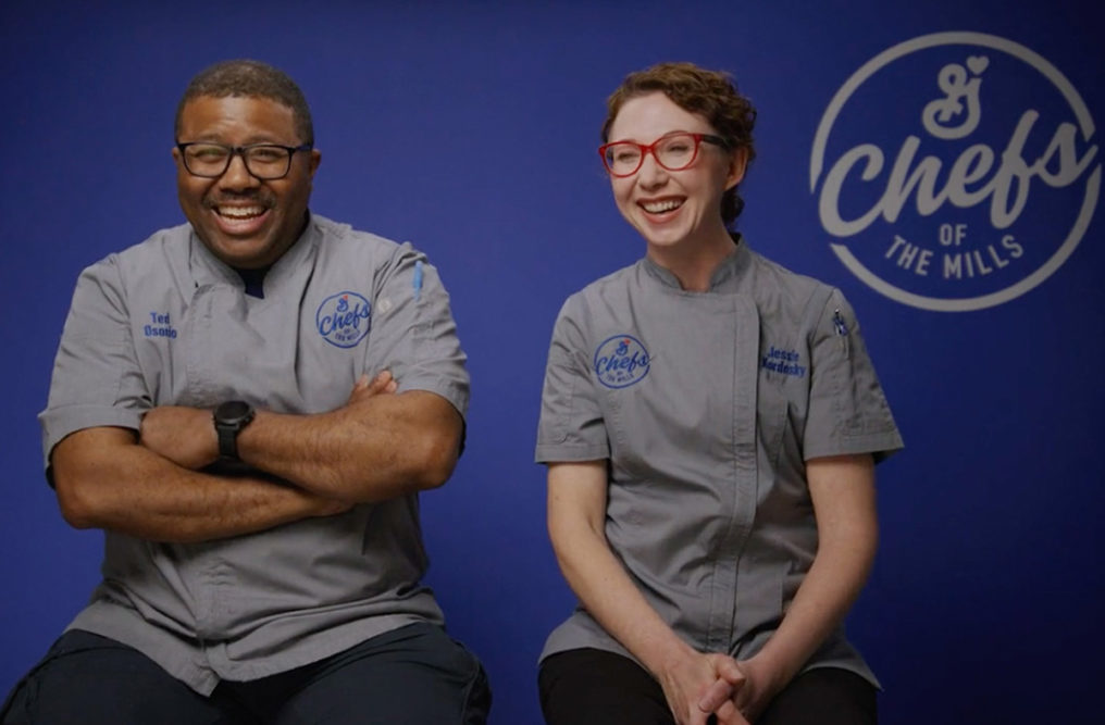 two chefs in General Mills shirts