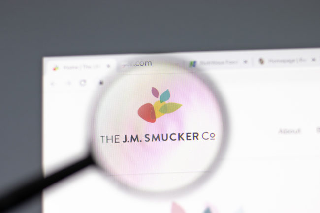 The JM Smucker Company website in browser with company logo, Illustrative Editorial