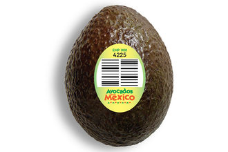 avocado with PLU sticker