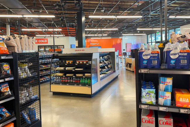 grocery store interior with display cases