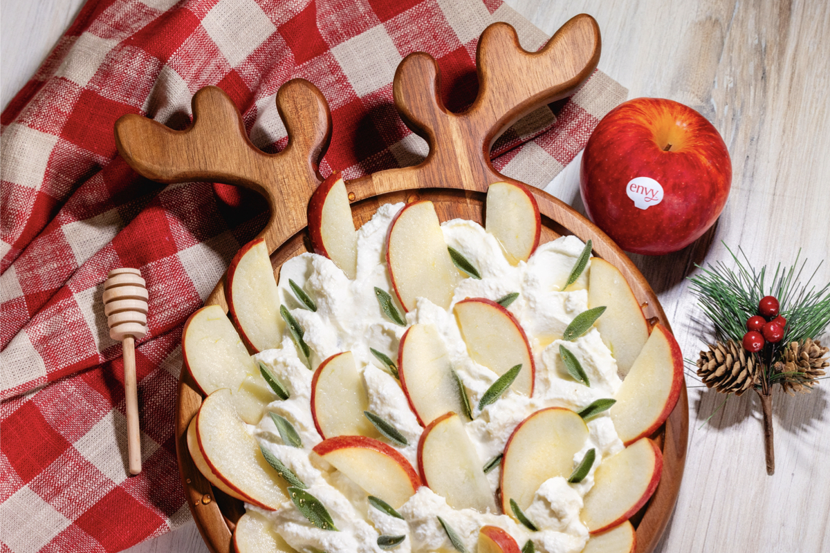 butter board with slices of apples