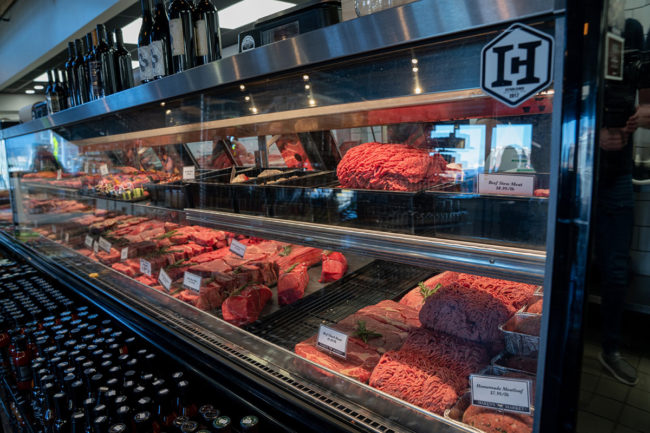 meat in a display case
