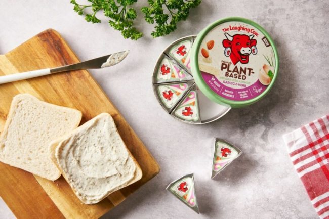 The_Laughing_Cow_Plant_Based cheese on a wooden board