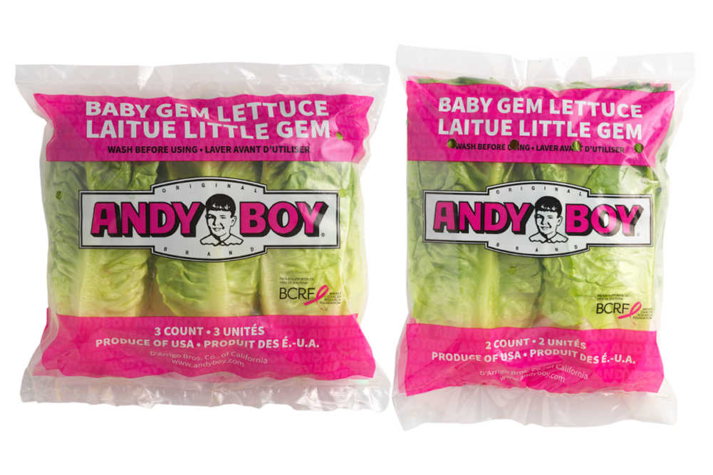 bags of andy boy baby gem lettuce