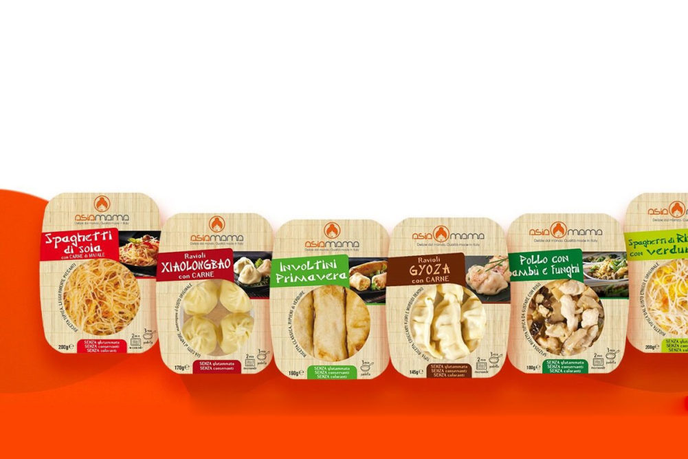 line of asian prepared foods packages 