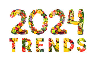 "2024 Trends" spelled out with produce items