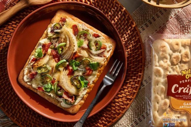 Nature’s Own Perfectly Crafted Flatbreads are available in White and Garlic flavors.