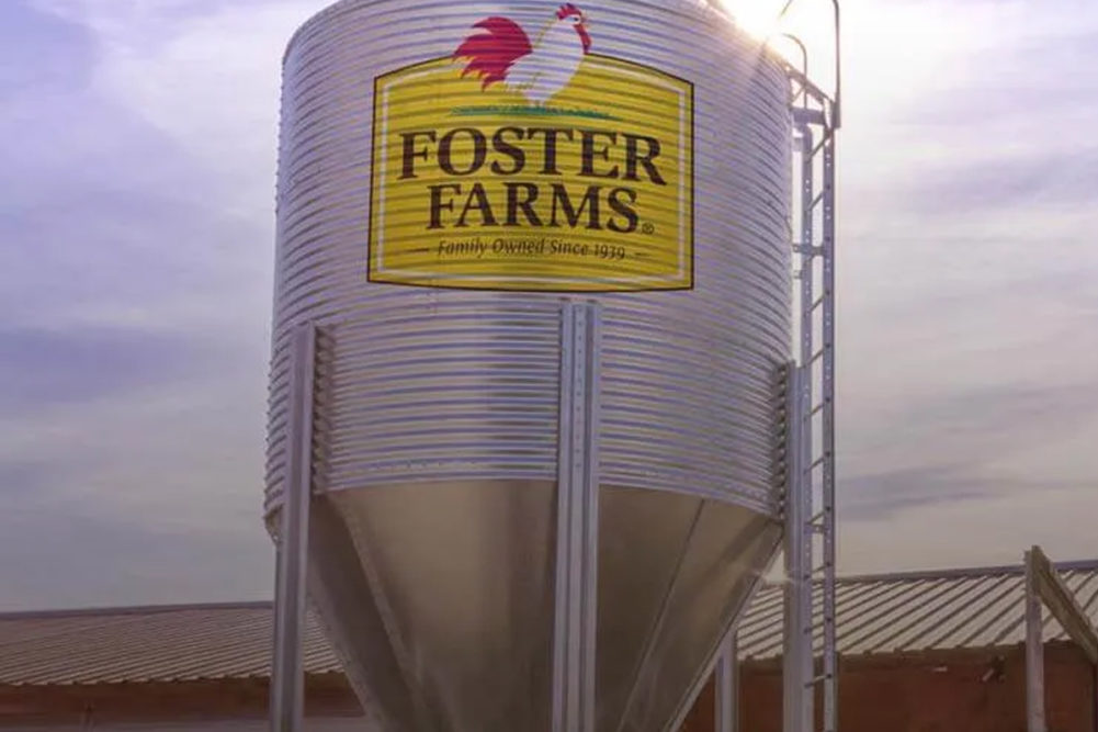 Foster Farms silo with logo